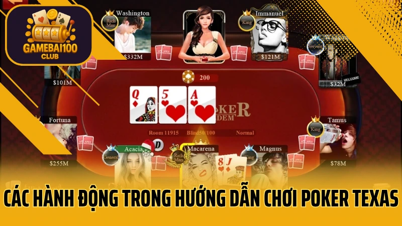 Texas hold’em cơ bản – hướng dẫn chơi poker texas từng bước 3 Các hành động trong hướng dẫn chơi poker texas