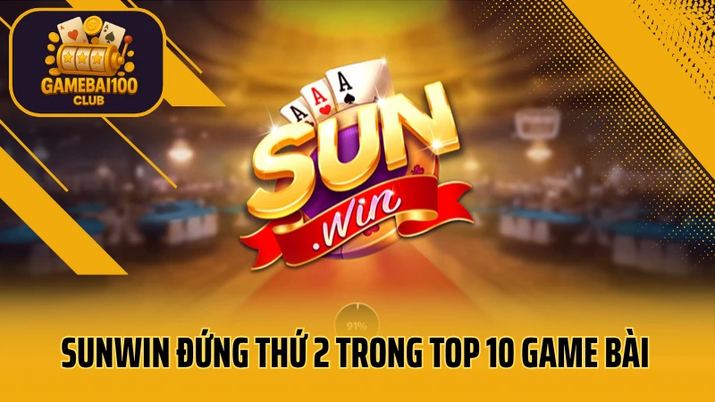 Sunwin đứng thứ 2 trong top 10 game bài đổi thưởng